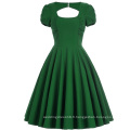 Belle Poque à manches courtes à la main à l&#39;arrière pour la mèche Puff Dark Green Retro Vintage 50s Party Dress BP000184-4